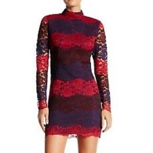 Romeo & Juliet Couture Long Sleeve Red Lace Dress
